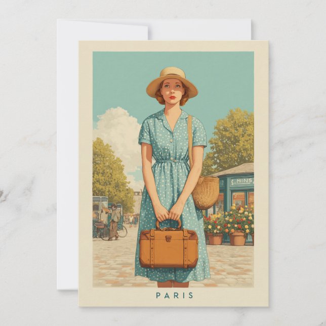 Vintage Summer Stroll in Paris Invitation (Front)