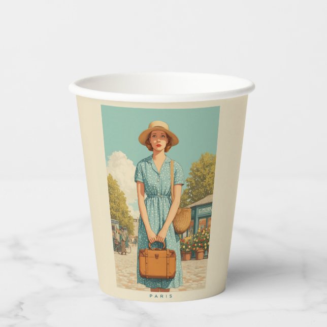 Vintage Summer Stroll in Paris Paper Cups (Front)