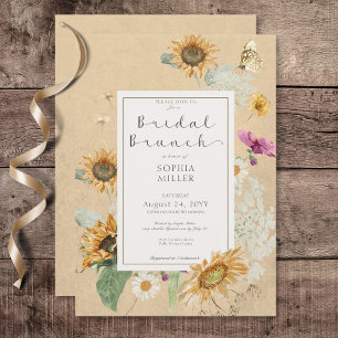 Vintage Summer Sunflower Yellow Bridal Brunch Invitation