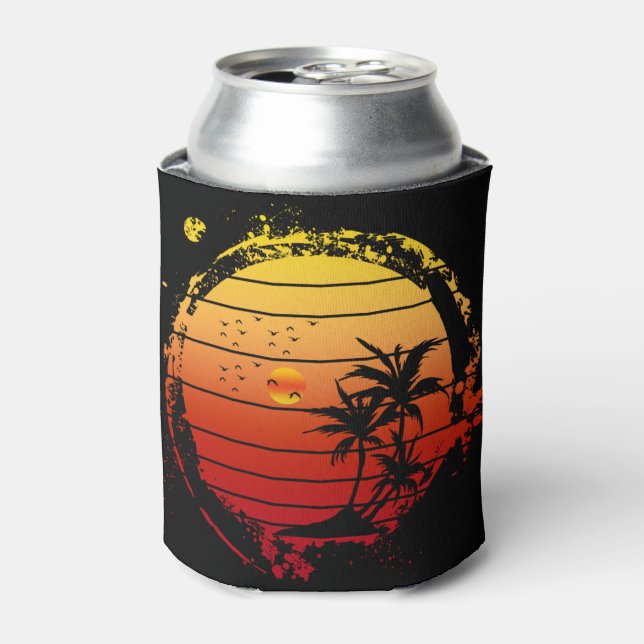 vintage summer sunset beach vacation can cooler (Can Front)