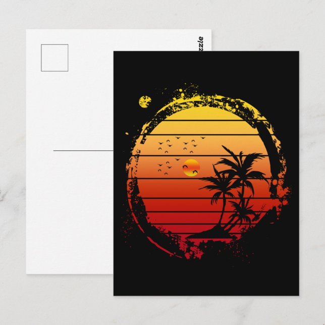 vintage summer sunset beach vacation postcard (Front/Back)