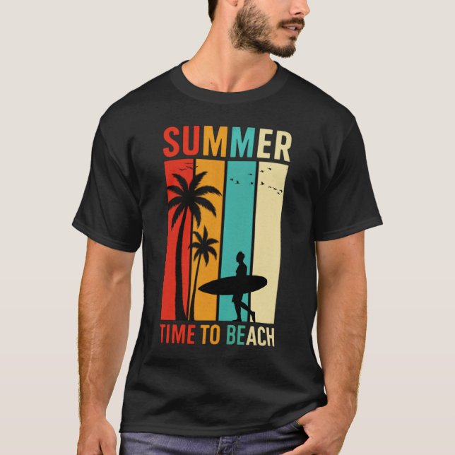 Vintage Summer Surfer Palm Beach Vibes T-Shirt (Front)