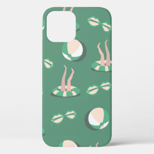 vintage Summer topic icons seamless repeat pattern iPhone 12 Case