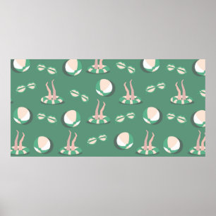 vintage Summer topic icons seamless repeat pattern Poster