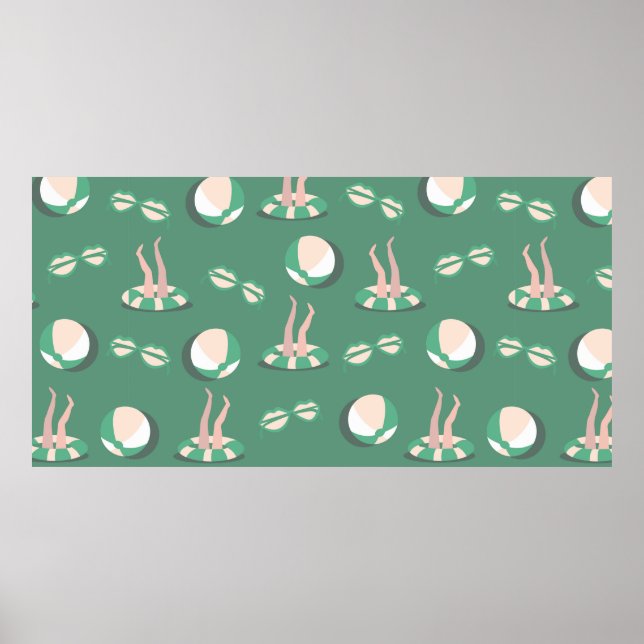vintage Summer topic icons seamless repeat pattern Poster (Front)