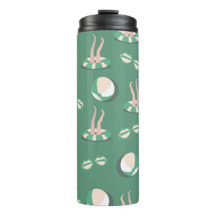 vintage Summer topic icons seamless repeat pattern Thermal Tumbler