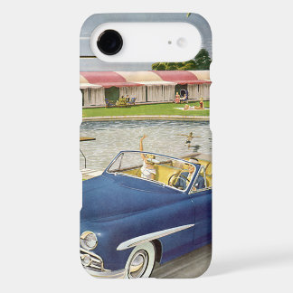 Vintage Summer Vacation, Convertible Car and Motel