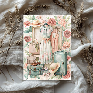 Vintage summer vacation travel suitcases tissue paper