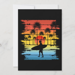 Vintage Summer Vibes Silhouette Surfer Invitation
