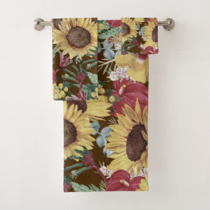 Vintage Summertime Tropical Bath Towel Set