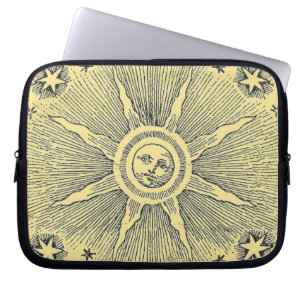 Vintage sun and stars celestial mediaeval sky laptop sleeve