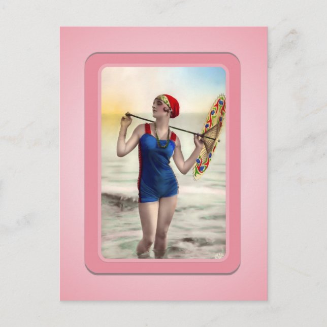 Vintage Sun Bather Beach Babes Postcard (Front)