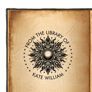 Vintage sun From the library of Round stamp 