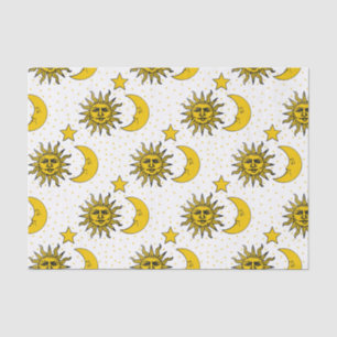 Vintage Sun Moon Stars Pattern Tissue Paper