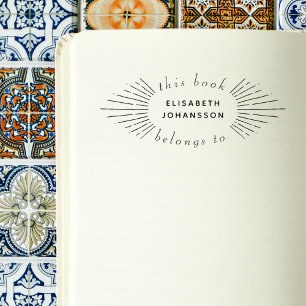 Vintage Sun Rays Elegant From The Library Book Rubber Stamp