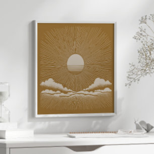 Vintage Sunburst Celestial Boho Nature-Inspired  Poster