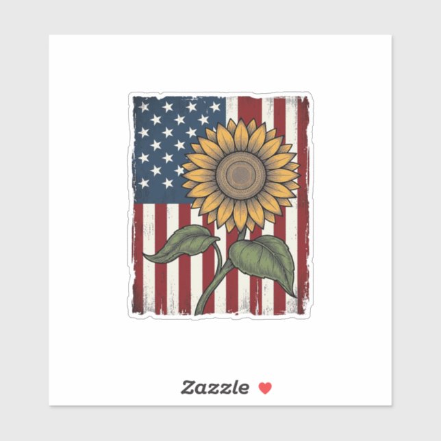 Vintage Sunflower American Flag (Sheet)