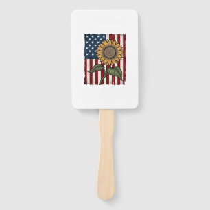 Vintage Sunflower American Flag Hand Fan