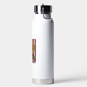 Vintage Sunflower American Flag Water Bottle