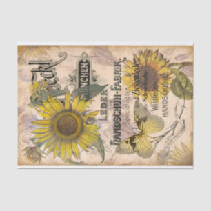 Vintage Sunflower and Butterfly Decoupage Tissue P Paper