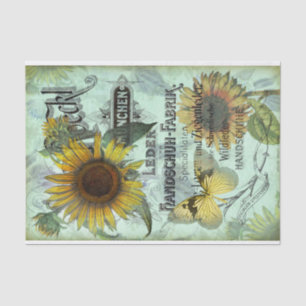 Vintage Sunflower and Butterfly Decoupage Tissue P Tissue Paper