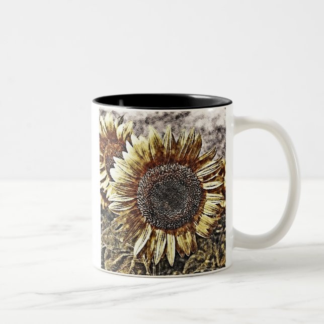 Vintage Sunflower artwork #4 - Mug (Right)