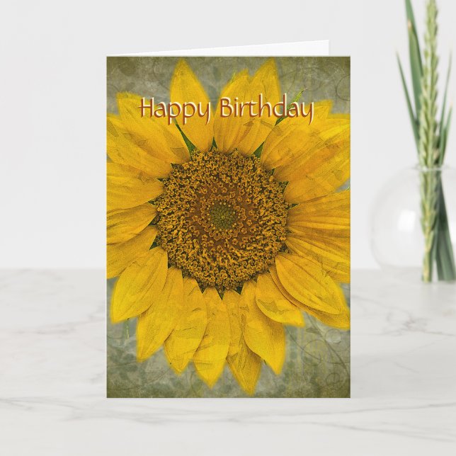 Vintage Sunflower Birthday Card (Front)