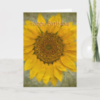 Vintage Sunflower Birthday Card