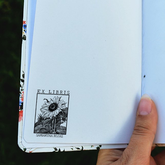 Vintage Sunflower Book Ex Libris  Rubber Stamp (Creator Uploaded)