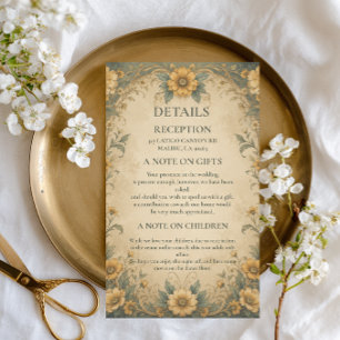 Vintage Sunflower Botanical Enclosure Card