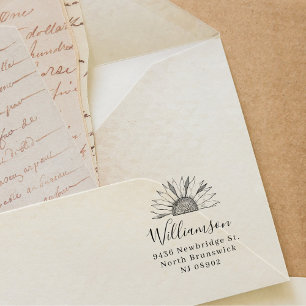 Vintage Sunflower Elegant Custom Return Address Rubber Stamp