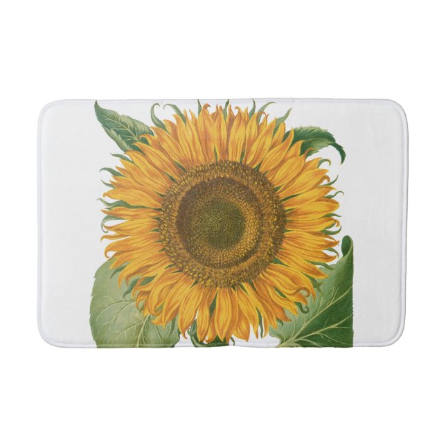 Vintage Sunflower Flower by Basilius Besler Bath Mat (Front)