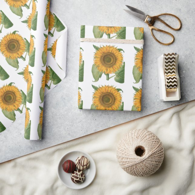 Vintage Sunflower Flower by Basilius Besler Wrapping Paper (Crafts)