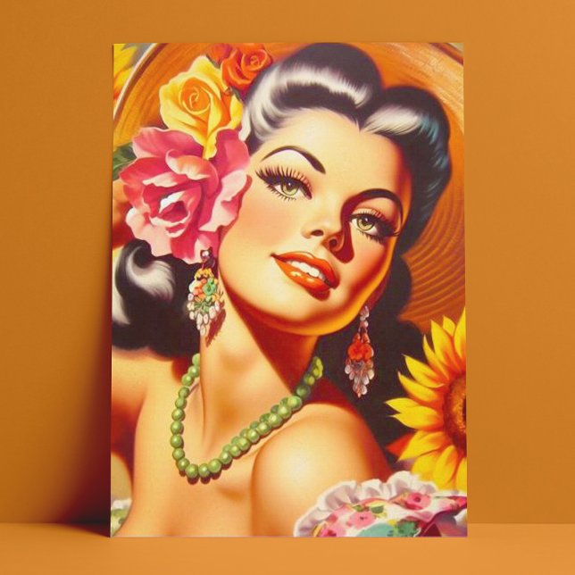 Vintage Sunflower Girl Postcard (Creator Uploaded)