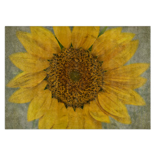 Vintage Sunflower Glass Cutting Board