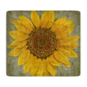 Vintage Sunflower Glass Cutting Board