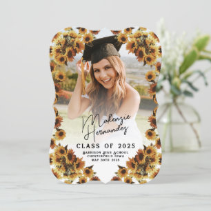 Vintage Sunflower Graduation Announcement 