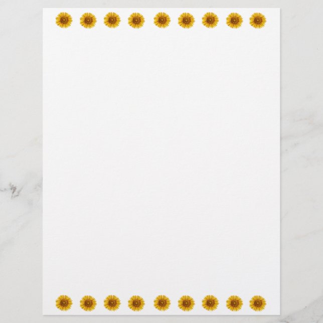 Vintage Sunflower Happy Flower Custom Letterhead (Front)