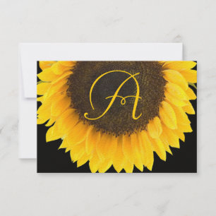 Vintage Sunflower on Black Response Card