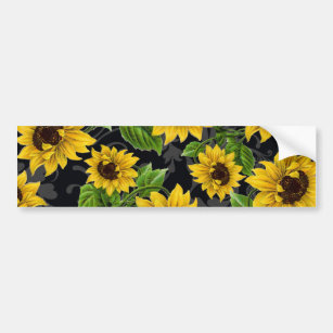 Vintage sunflower pattern bumper sticker