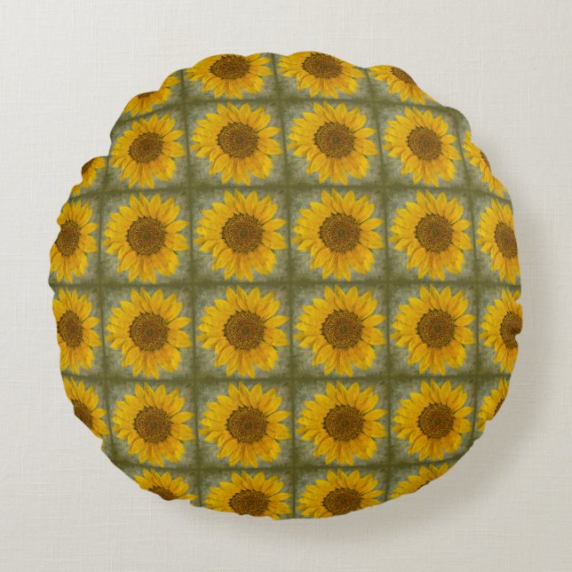 Vintage Sunflower Pattern Pillow (Front)