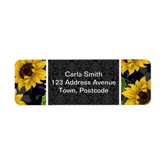 Vintage sunflower pattern return address label