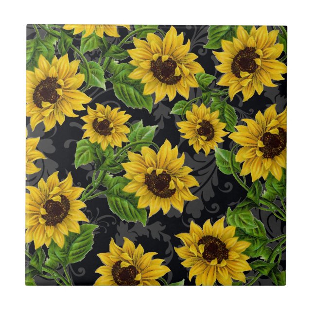 Vintage sunflower pattern tile (Front)