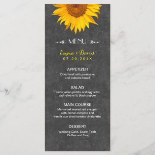 Vintage Sunflower Rustic Chalkboard Wedding Menu