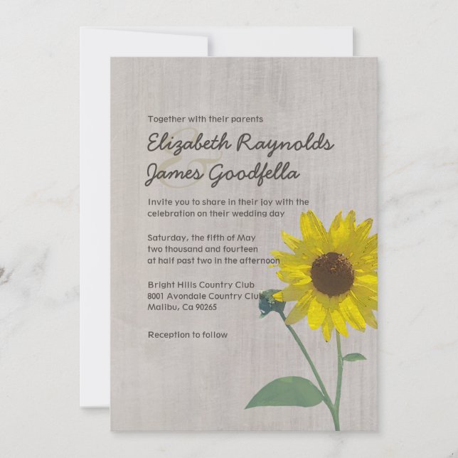 Vintage Sunflower Wedding Invitations (Front)