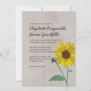 Vintage Sunflower Wedding Invitations