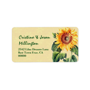 Vintage Sunflower Wedding V13 Gold and Green Label