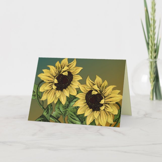 Vintage Sunflowers All-Occasion Greeting Cards (Front)