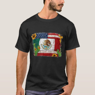 Vintage Sunflowers American Flag Mexico Mexican Fl T-Shirt