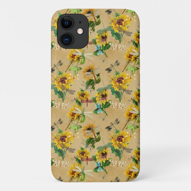 Vintage Sunflowers and Dragonflies  Case-Mate iPhone Case (Back)